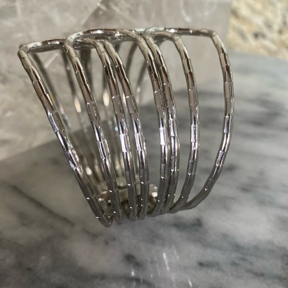 Silver Hinged Split 3-Loop Cuff - Picture 7 of 9